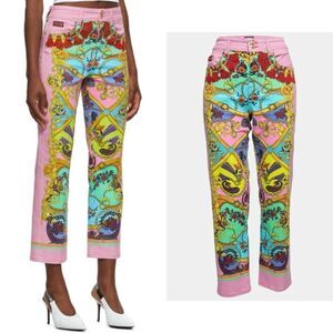 Versace Jeans Couture Pink Belts Print Jeans